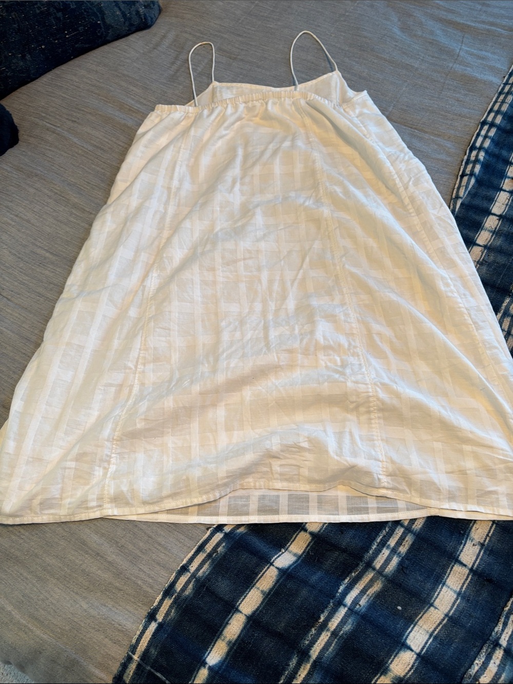 Women's White Textured Spaghetti-Strap Nightdress - Picture 8 of 8